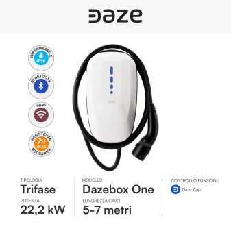 Wall Box Daze 22,2kW Trifase Dazebox One con Cavo Tipo 2