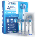 Testine Spazzolino Elettrico CliniCaps CoreClean Setole Regular Compatibili Oral-B Doppia Protezione - Confezione da 4 Testine