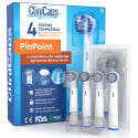 Testine Spazzolino Elettrico CliniCaps PinPoint Setole Precise Compatibili Oral-B Doppia Protezione - Confezione da 4 Testine