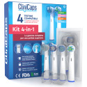 Testine Spazzolino Elettrico CliniCaps Kit 4-in-1 Oral-B AngleAct CoreClean PinPoint e SoftSense - Confezione da 4 Testine