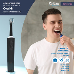 CliniCaps SoftSense Testine Spazzolino Elettrico Nere Setole Morbide