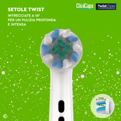 CliniCaps TwistClean Testine Spazzolino Elettrico Pulizia Intensa