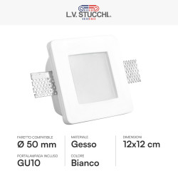 Portafaretto Quadrato da Incasso in Gesso per GU10 e GU5.3