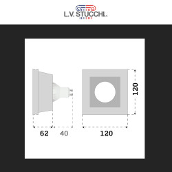 Portafaretto Quadrato da Incasso in Gesso per GU10 e GU5.3