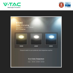 V-Tac VT-61006CCT Mini Pannello LED SMD Rotondo 6W CREE CCT