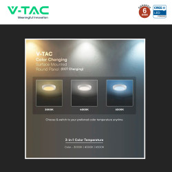 V-Tac VT-60006CCT Mini Pannello LED SMD Rotondo 6W Chip CREE CCT