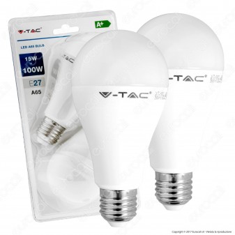 V-Tac VT-2117 Duo Pack Confezione 2 Lampadine LED E27 15W Bulb A65 -
