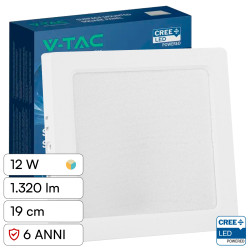 V-Tac VT-61012CCT Mini Pannello LED SMD Quadrato 12W Chip CREE CCT