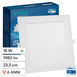 V-Tac VT-61018CCT Mini Pannello LED SMD Quadrato 18W Chip CREE CCT
