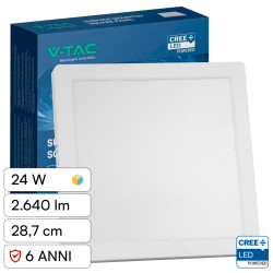 V-Tac VT-60024CCT Mini Pannello LED SMD Quadrato 24W Chip CREE CCT