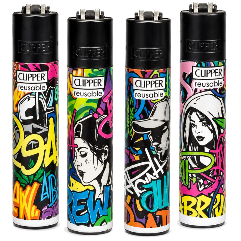Clipper Large Accendino a Pietrina Graffiti Glow 4 Accendini