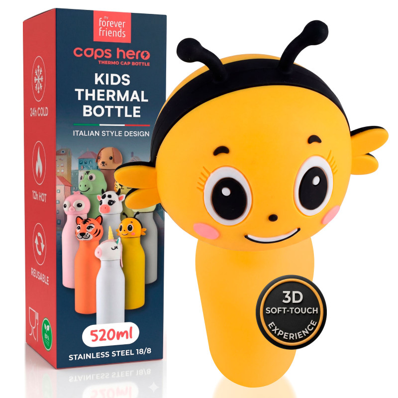 CapsHero Borraccia Termica Bambini Senza BPA 520ml Ape Bee Bea