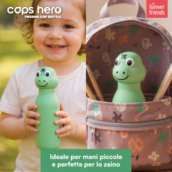 CapsHero Borraccia Termica Bambini 520ml Coccodrillo Dino Dex