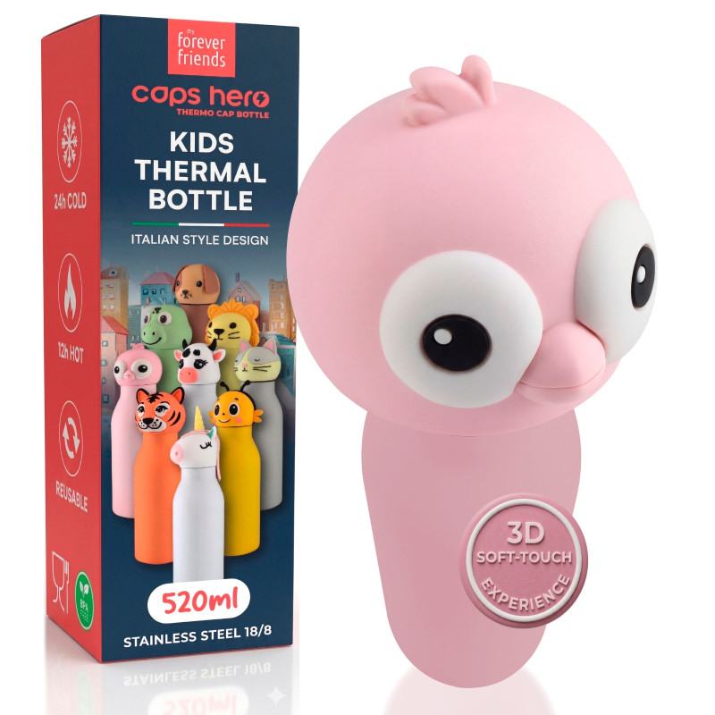 CapsHero Borraccia Termica Bambini Senza BPA 520ml Flamingo Fia
