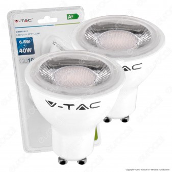 V-Tac VT-2108D Duo Pack Confezione 2 Faretti LED GU10 6,5W Spotlight