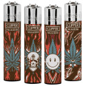 Clipper Large Accendino a Pietrina Grande Ricaricabile con Fantasia Burning Leaves - Serie da 4 Accendini