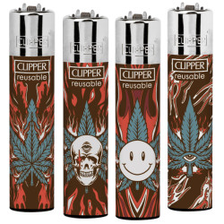Clipper Large Accendino a Pietrina Burning Leaves 4 Accendini