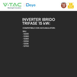 V-Tac Inverter Trifase Ibrido On-Grid / Off-Grid 15kW IP65