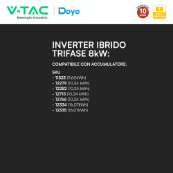 V-Tac Deye Inverter Trifase On-Grid / Off-Grid 8kW IP65