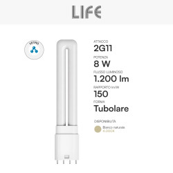 Life Lampadina LED 2G11 4 Pin 24W Tubolare PL-L SMD in Vetro