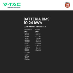 V-Tac Batteria BMS LiFePO4 51,2V 200Ah 10,24kWh