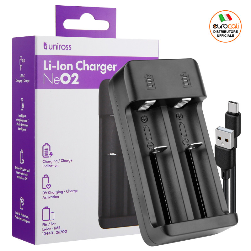 Uniross NeO2 Li-ion Charger Caricabatterie Batterie agli Ioni di Litio