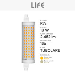 Life Lampadina LED R7s 18W Tubolare L118 SMD