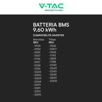 Accumulatore 9,60kWh LiFePO4 BMS Fotovoltaico CEI 0-21 V-Tac