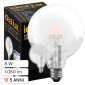 Ideal Lux Lampadina LED E27 8W Globo G125 Filament in Vetro Trasparente con Calotta Satinata - mod. 157580