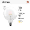 Ideal Lux Lampadina LED E27 8W in Vetro con Calotta Satinata