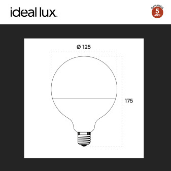 Ideal Lux Lampadina LED E27 8W in Vetro con Calotta Satinata