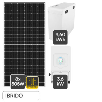 Set 8 Pannelli Fotovoltaici + Inverter 3,6kW + Batteria 9,60kWh V-Tac
