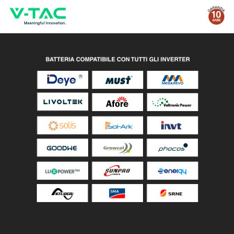 Set 8 Pannelli Fotovoltaici + Inverter 3,6kW + Batteria 9,60kWh V-Tac