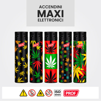 Prof Jet Flame Fantasia Rasta Leaves 5 Accendini