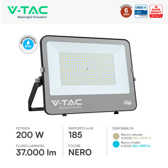 V-Tac VT-44205 Faro LED 200W SMD Chip CREE IP65 Serie Super Bright
