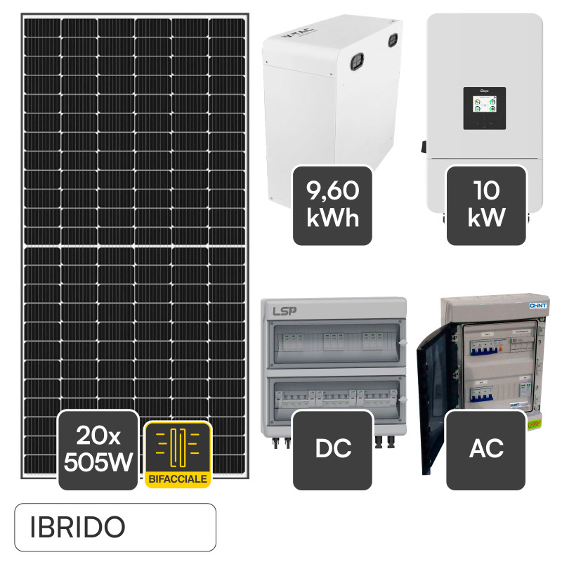20 Pannelli Solari 505W + Inverter 10kW + Batteria V-Tac