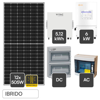 Set 12 Pannelli Solari 505W + Inverter 6kW + Batteria V-Tac