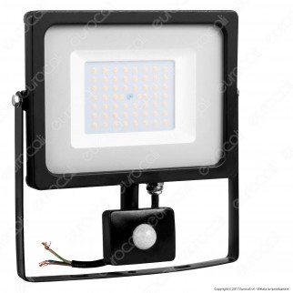 V-Tac VT-4955 PIR Faretto LED 50W Ultra Sottile Slim con Sensore