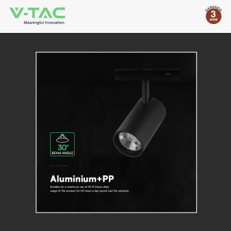 V-Tac VT-40012 Faretto LED da Binario 10W Track Light COB Colore Nero