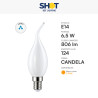 Bot Lighting Shot Lampadina LED E14 6,5W Candela C35 Vetro Bianco