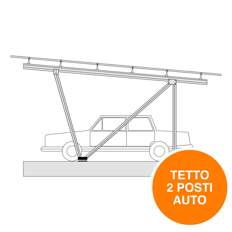 V-Tac Kit Pensilina in Metallo da 2 Posti Auto Pannelli Solari