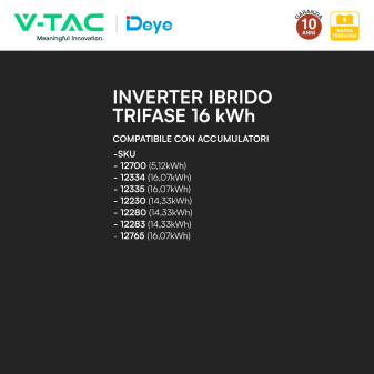V-Tac Deye Inverter Trifase On-Grid / Off-Grid 18kW IP65
