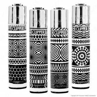 Clipper Large Fantasia Black & White - 4 Accendini [TERMINATO]