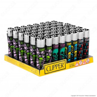 Clipper Large Fantasia Color Skulls - Box da 48 Accendini [TERMINATO]
