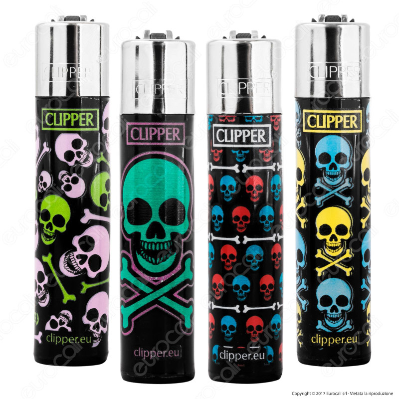 Clipper Large Fantasia Color Skulls - 4 Accendini [TERMINATO]