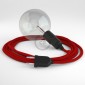 Creative Cables Snake Lampada Multiuso per Lampadine E27 - Cavo Cotone Rosso Fuoco