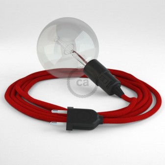 Creative Cables Snake Lampada Multiuso con Portalampada per Lampadine E27 - Cavo Cotone Rosso Fuoco