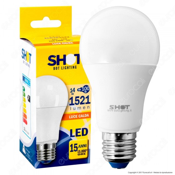 Bot Lighting Shot Lampadina LED E27 14W Bulb A60 - mod. ELD1015X2 / Bot Lighting Shot Lampadina LED E27 14W Bulb A60 - mod. ELD1015X2 /