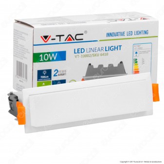 V-Tac VT-10002 Pannello LED Lineare 10W SMD da Incasso con Driver -