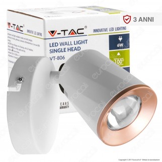 V-Tac VT-806 Lampada da Muro Wall Light LED 6W Colore Bianco - SKU
